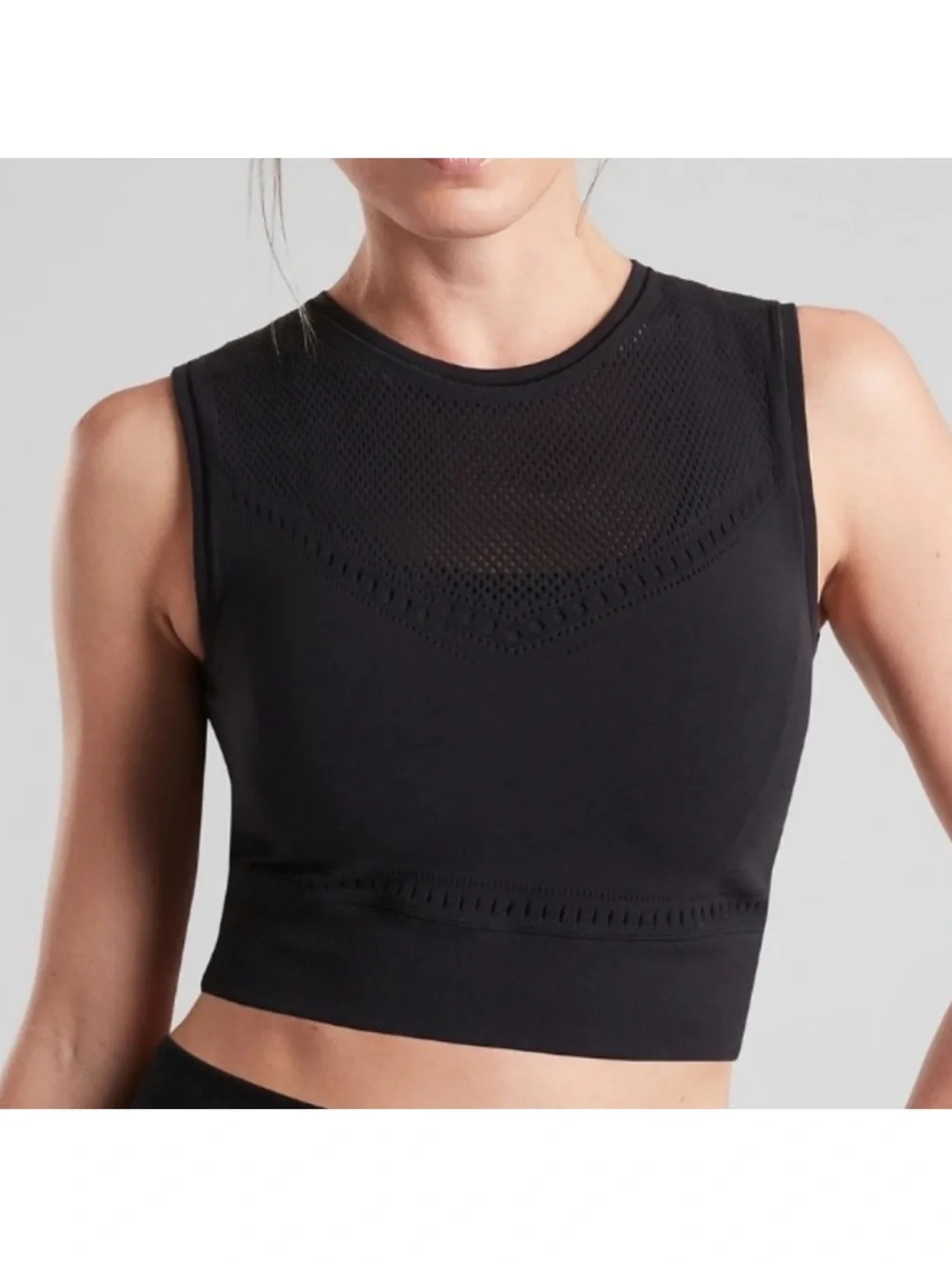 Athleta Pavana Crop Crop Tank Black Sz XXS/XS - Picture 1 of 7